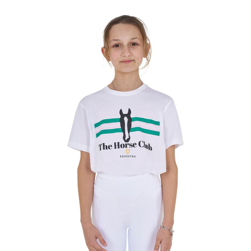 T-Shirt Bambina Stripe Horse Club In Cotone
