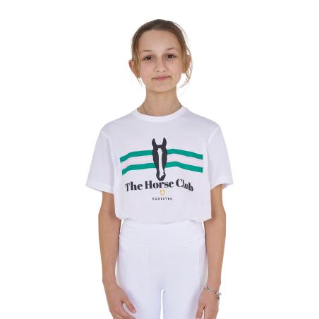 T-Shirt Bambina Stripe Horse Club In Cotone
