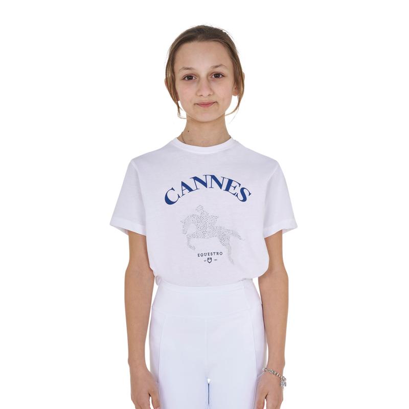 T-Shirt Bambina Cannes In Cotone Con Strass
