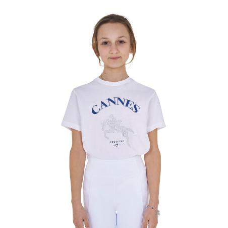 T-Shirt Bambina Cannes In Cotone Con Strass