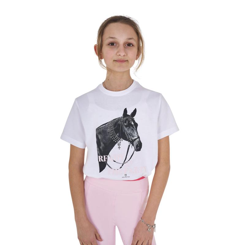 T-Shirt Bambina Ready To The Party In Cotone Con Strass