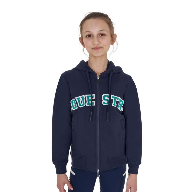 Felpa Bambini Con Cappuccio Zip E Scritta Effetto Spugna