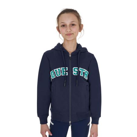 Felpa Bambini Con Cappuccio Zip E Scritta Effetto Spugna