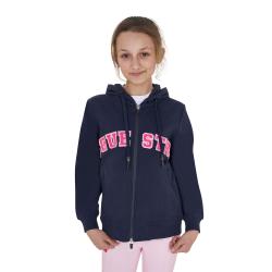 Felpa Bambini Con Cappuccio Zip E Scritta Effetto Spugna