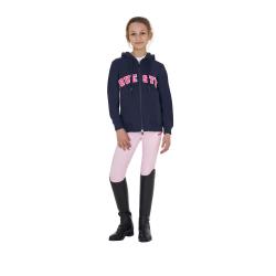 Felpa Bambini Con Cappuccio Zip E Scritta Effetto Spugna