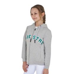 Felpa Bambini Con Cappuccio Zip E Scritta Effetto Spugna