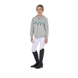 Felpa Bambini Con Cappuccio Zip E Scritta Effetto Spugna
