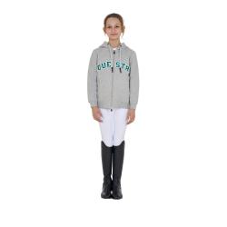 Felpa Bambini Con Cappuccio Zip E Scritta Effetto Spugna
