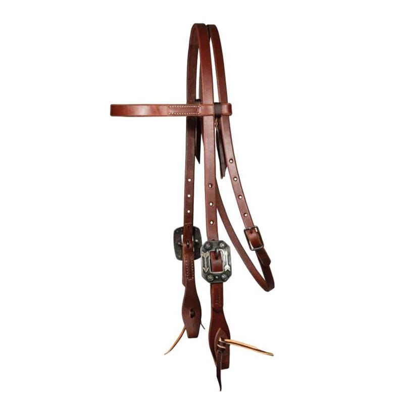 Testiera In Cuoio Grasso Da 5/8 Double Buckle Con Fibbia Arrow