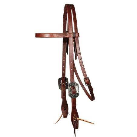 Testiera In Cuoio Grasso Da 5/8 Double Buckle Con Fibbia Arrow