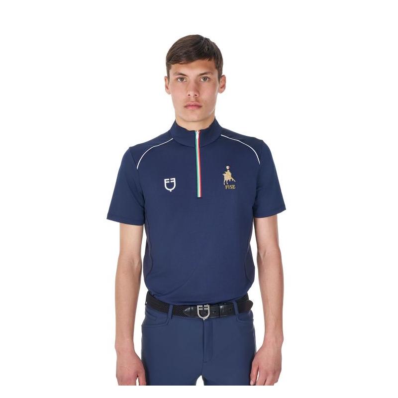Polo Uomo Da Allenamento Zip Tricolore Equestro X Fise