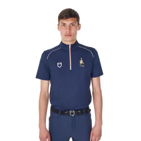 Polo Uomo Da Allenamento Zip Tricolore Equestro X Fise