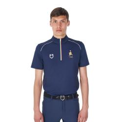 Polo Uomo Da Allenamento Zip Tricolore Equestro X Fise