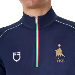 Polo Uomo Da Allenamento Zip Tricolore Equestro X Fise