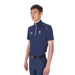 Polo Uomo Da Allenamento Zip Tricolore Equestro X Fise