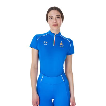 Polo Donna Da Allenamento Zip Tricolore Equestro X Fise
