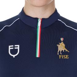 Polo Donna Da Allenamento Zip Tricolore Equestro X Fise