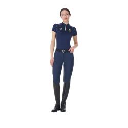Polo Donna Da Allenamento Zip Tricolore Equestro X Fise