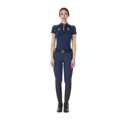 Polo Donna Da Allenamento Zip Tricolore Equestro X Fise