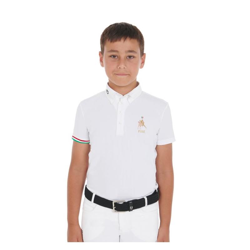 Boys' Four-Button Competition Polo Shirt Equestro X Fise