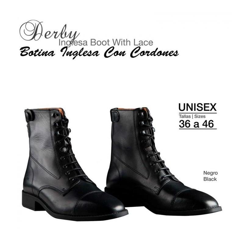  Botina Inglesa Derby Cordones Negro
