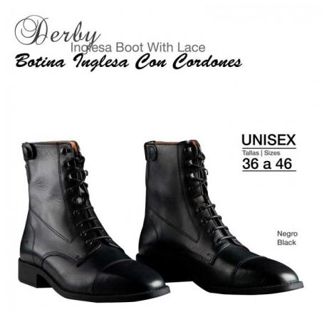 Botina Inglesa Derby Cordones Negro