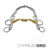 Bocado Sefton Cyprium Oro Pelham Embocadura 45º Partida Doble Pierna Corta