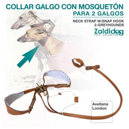  Perro Collar Galgo Con Mosquetón Para 2 Galgos