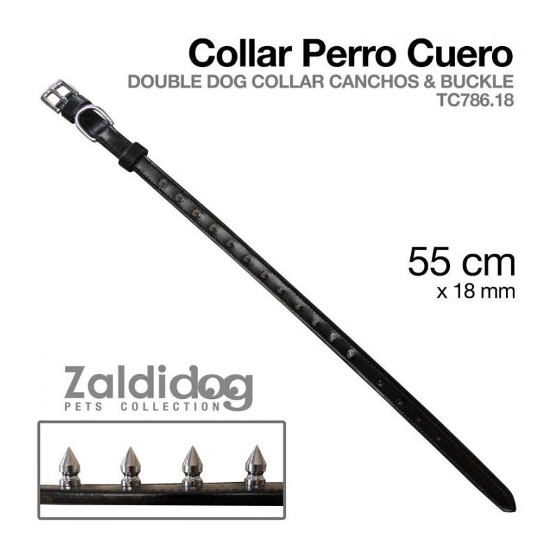  Perro Collar Cuero Tc786.18 55cm X 18mm Negro