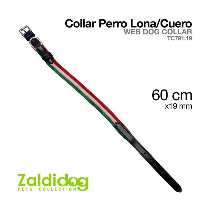  Perro Collar Lona/cuero Tc791.19 60cm X 19mm