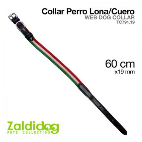  Perro Collar Lona/cuero Tc791.19 60cm X 19mm