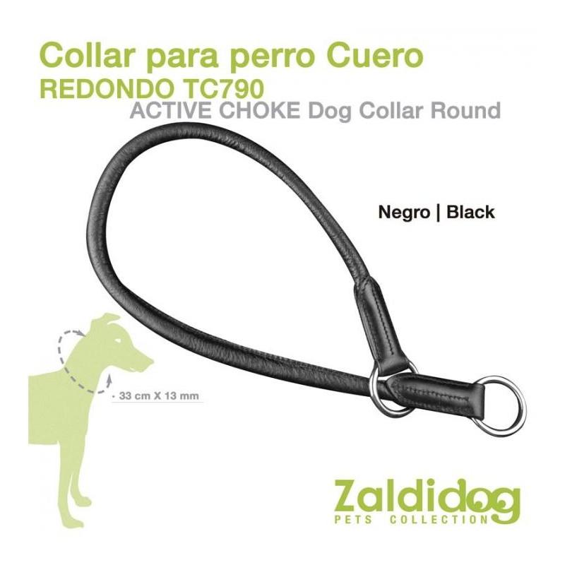  Perro Collar Cuero Redondo Tc790 33cm X 13mm Negro