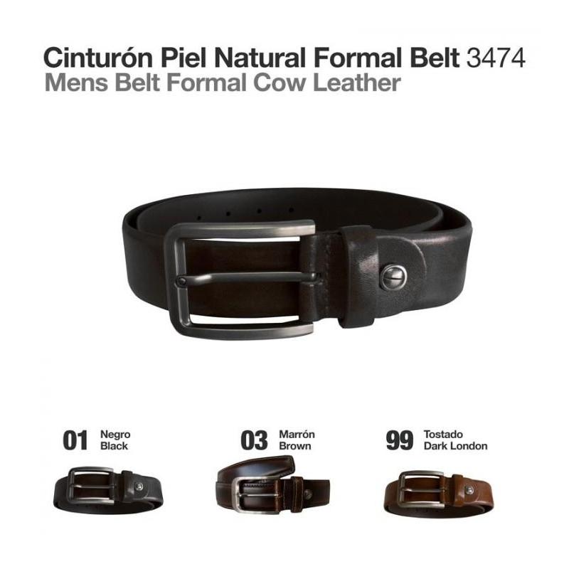  Cinturón Piel Natural Formal Belt 3474