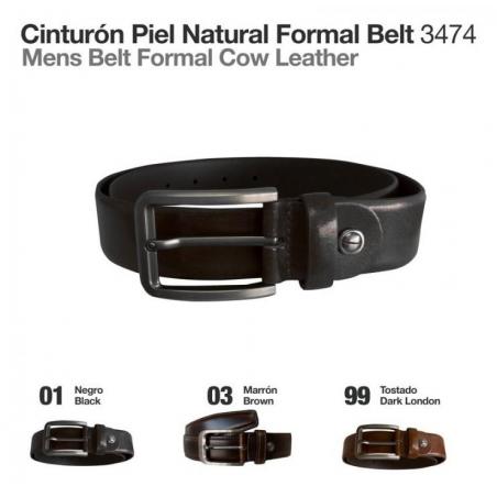  Cinturón Piel Natural Formal Belt 3474