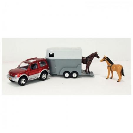 Juguete: Coche Jeep Con Van & Caballos 2195