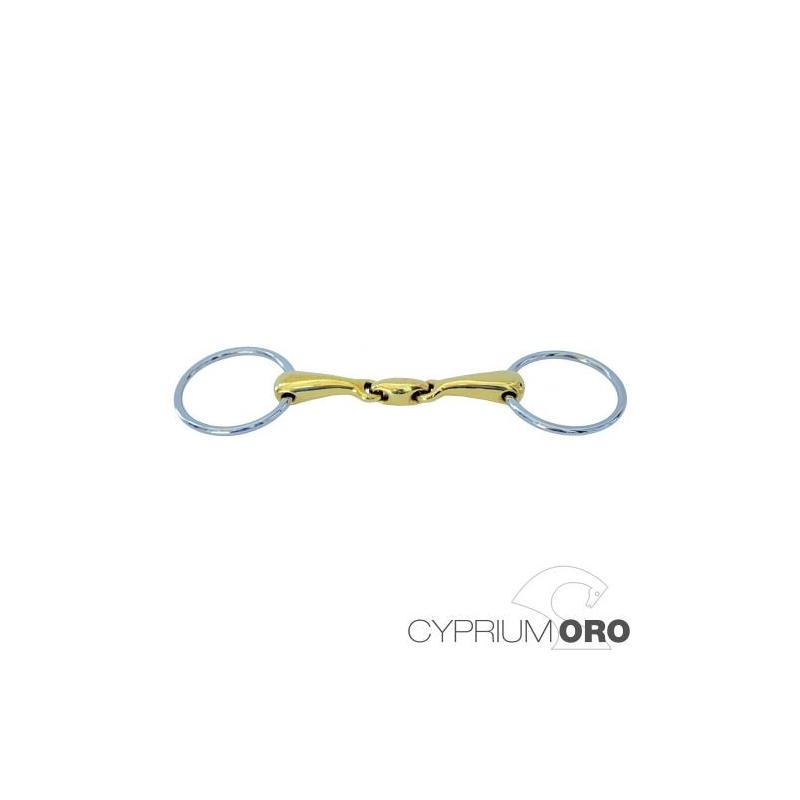  Filete Sefton Cyprium Oro Anilla Embocadura Hueca Partida Doble Grosor 14 Mm