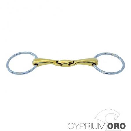  Filete Sefton Cyprium Oro Anilla Embocadura Hueca Partida Doble Grosor 14 Mm