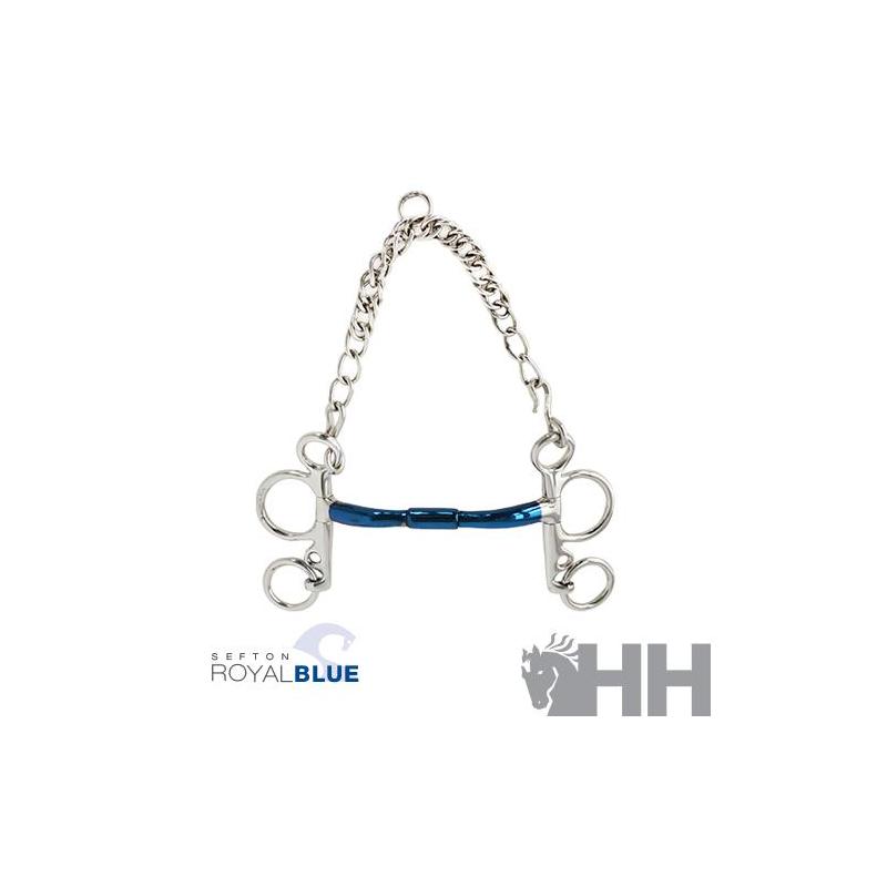 Bocado Sefton Royal Blue Pelham Embocadura Recta Giratoria Con Arco