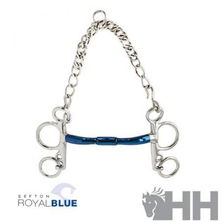  Bocado Sefton Royal Blue Pelham Embocadura Recta Giratoria Con Arco