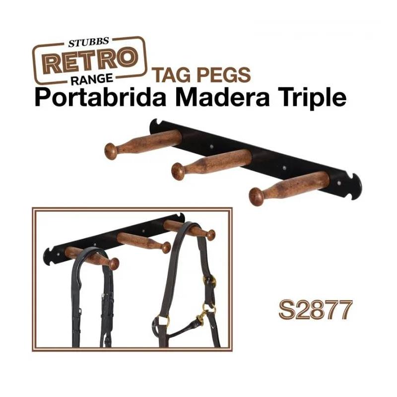 Portabrida Madera Triple Stubbs Retro Tack Pegs S2877