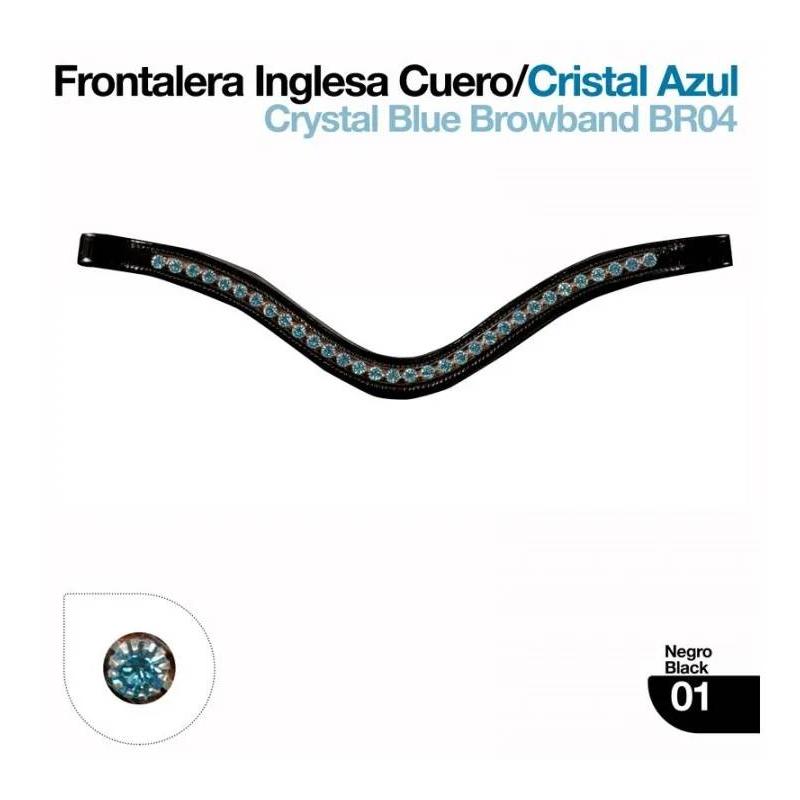 Frontalera Inglesa Charol/cristal Azul Br04 Negro