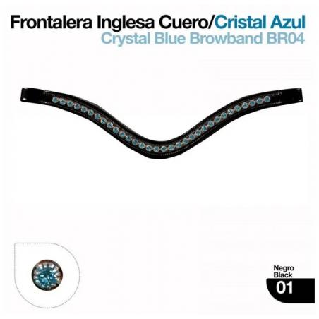 Frontalera Inglesa Charol/cristal Azul Br04 Negro