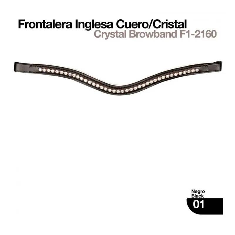 Frontalera Inglesa Cuero/cristal Negro R/blanco