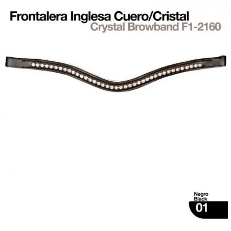 Frontalera Inglesa Cuero/cristal Negro R/blanco