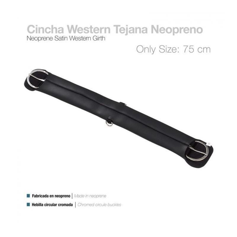  Cincha Western Tejana Neopreno Negro 75cm