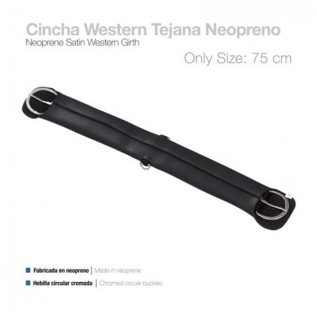  Cincha Western Tejana Neopreno Negro 75cm
