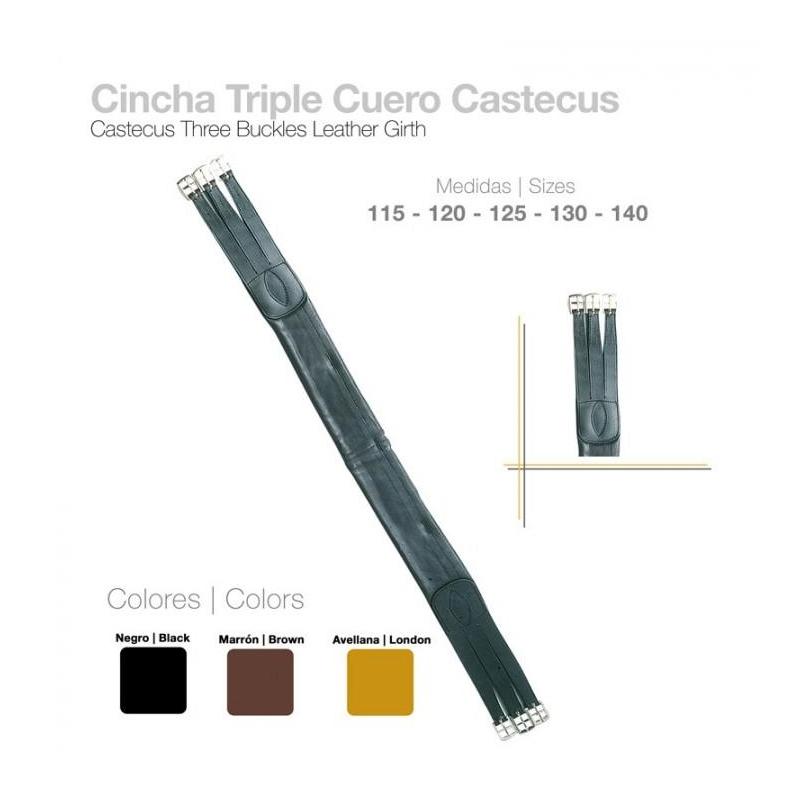  Cincha Triple Cuero Castecus