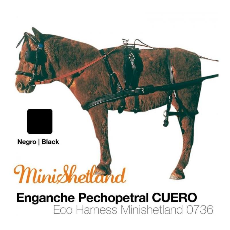  Enganche Pechopetral Cuero Minishetland Negro