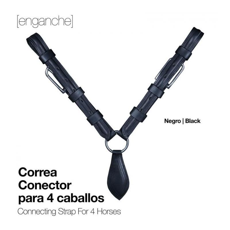  Enganche Correa Conector Para 4 Caballos Negro