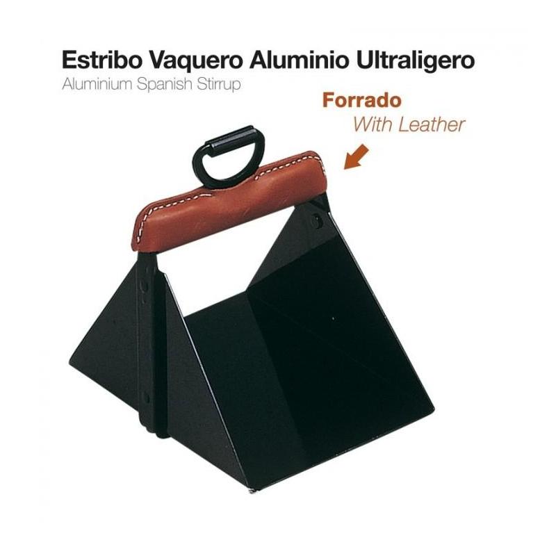  Estribo Vaquero Aluminio Ultraligero Forrado Negro